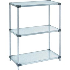 Nexel Galvanized Steel 3 Tier Solid Shelving Starter Unit 48"Wx24"Dx34"H