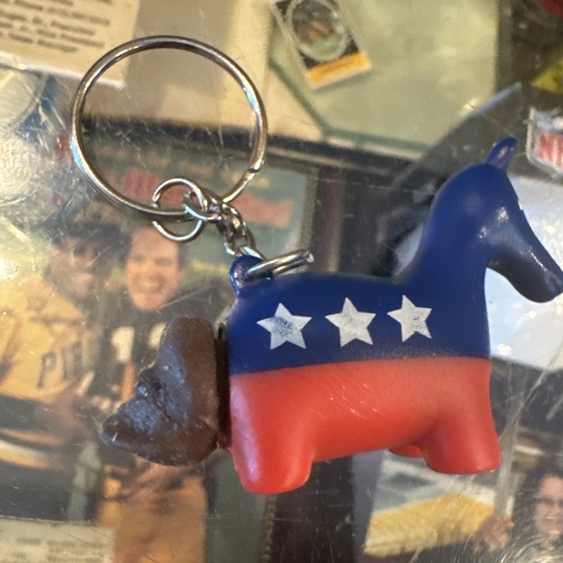 VTG Patriotic Pride Democratic Donkey Stars Stripes Convention Mascot Keychain