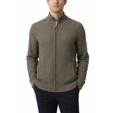 Banana Republic Mens Zip Front Sweater Olive Green Ribbed Knit Size L NWT