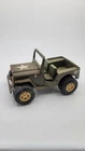 Vintage Tonka Toy Pressed Steel Metal Army Green Military Jeep 6”