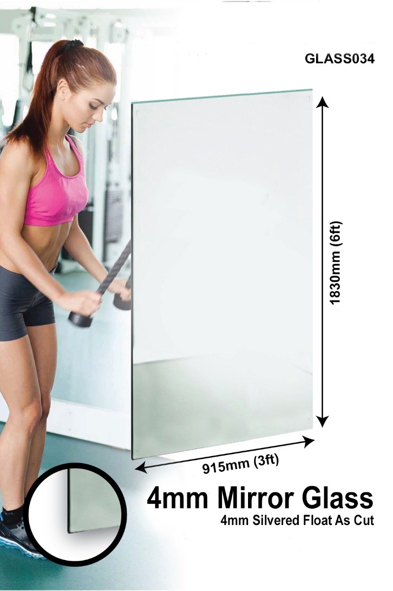 Large Wall Mirror 6FT X 3FT 183CM X 91CM GLASS GYM Safety Backed 4MM THICK