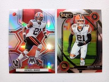 DENZEL WARD 2 Card Lot Cleveland Browns Mosaic Silver Prizm & Select Club Level!