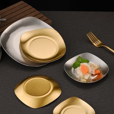 304 SS Quadratisches Speiseteller Set 2-teilig mit Soßenschale Koreanisches Des