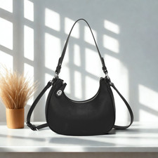 Women’s PU Leather Crescent Shoulder Bag Zip Hobo Crossbody Handbag