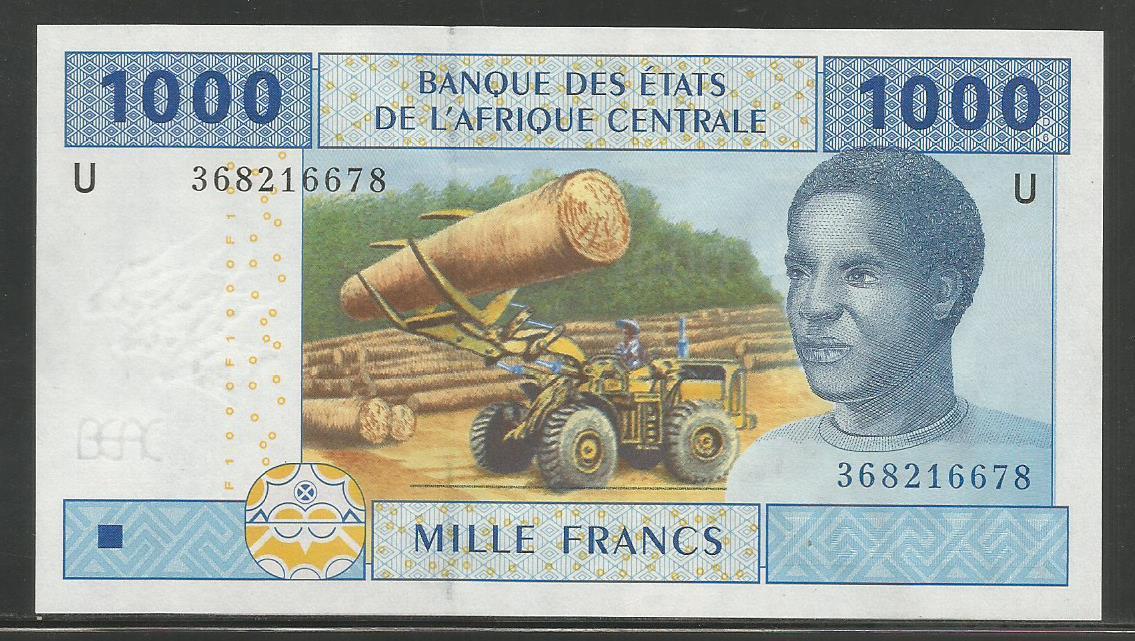Central African States P-207U 1000 Francs 2002 Unc