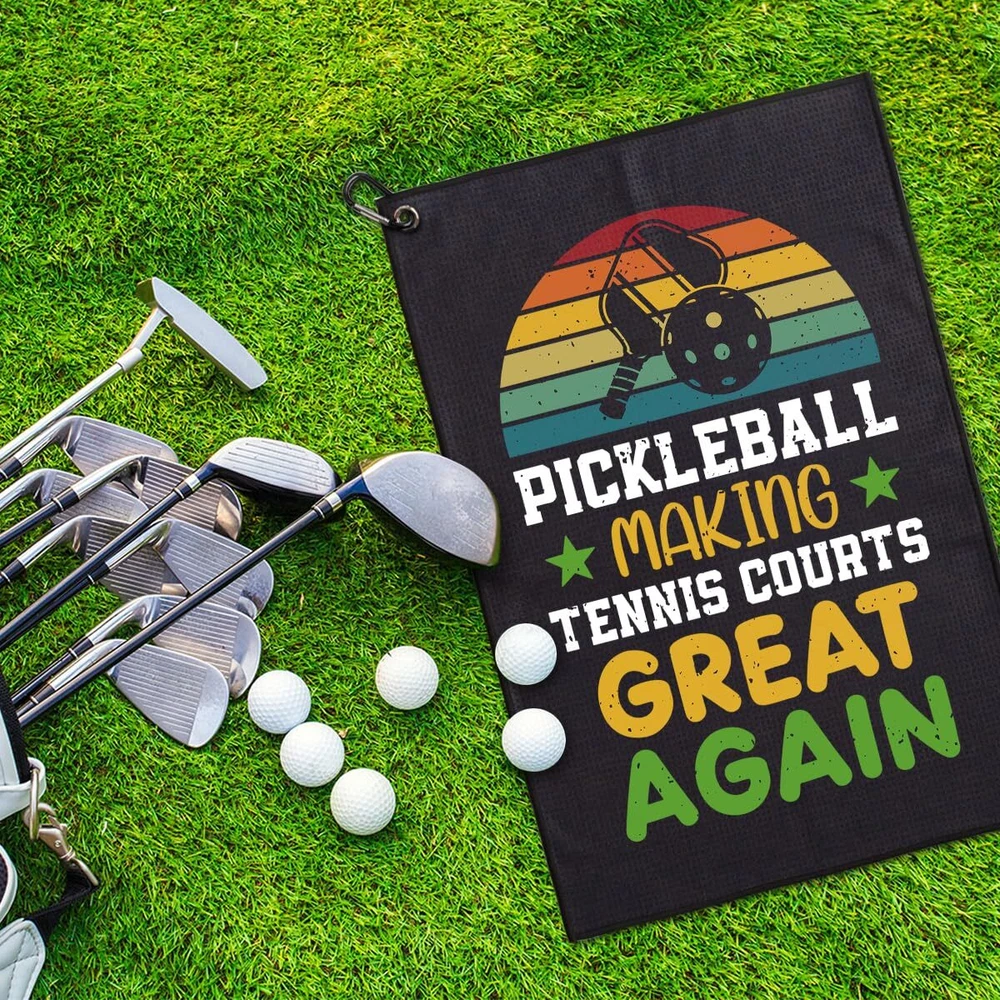 Pickleball Making Tennis Courst Great Printed Microfiber Pickleball Towel wit...