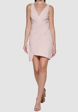 Guess Women's Pink V-Neck Asymmetrical Dress Size 14