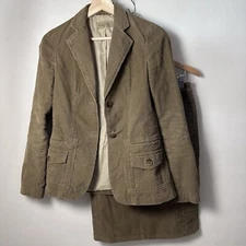 MASSIMO DUTTI Blazer And Skirt Set 2 Button Corduroy Jacket  Brown