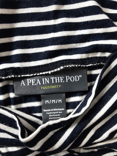 A Pea In The Pod Maternity Skirt Size M Stripes Navy Blue White Pull-on Knit - Picture 4 of 5