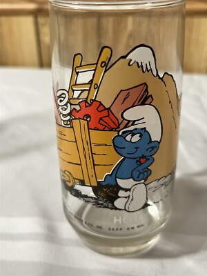 1982 Hefty Peyo Wallace Berrie Promotion 6  Tall Glass