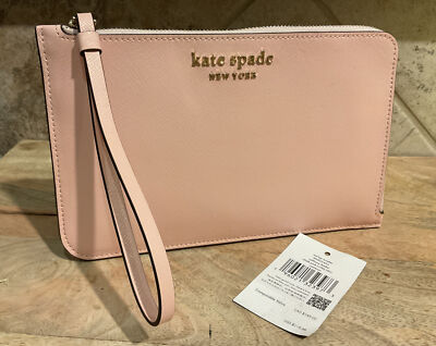 KATE SPADE NY cameron medium wristlet Chalk Pink Saffiano