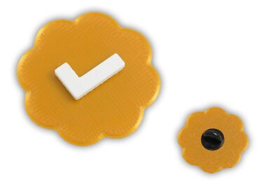Gold Verified Pin Badge (gold colored), Verify Yourself and Friends