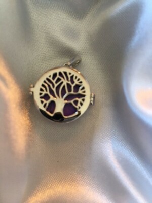 KARIS PURPLE  HOWLITE FINDING TREE VINE DIFFUSER LOCKET PENDANT IN PLATINUM BOND