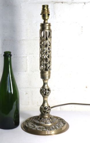 Table Lamp Eastern Brass Anglo Indian Vintage Lamp Ethnic Reticulated Finish - Picture 2 of 9