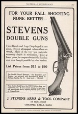 1912 J. Stevens Arms & Tool Double Barrel Shotguns $15 To $60 Vintage Print Ad