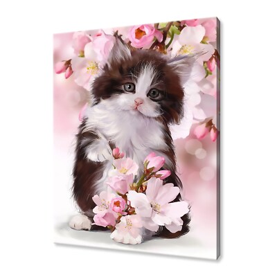 Stoffpuppe Kätzchen Wandbild Katzen Leinwandbild Wohndeko bunte Tiere Handarbeit
