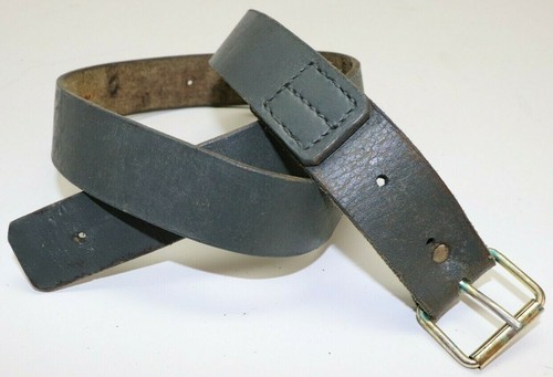 used WWII Italian green leather belt adjustable waist 29in to 40in each E8858