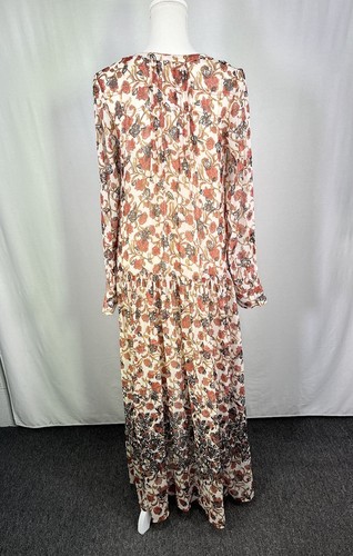 Free People Dress Boho See It Through Floral Sheer Lined Orange Brown NWT Size S - Picture 7 of 14