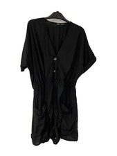 Zara Romper Womens Medium Jumpsuit Tunic Black Short Sleeve Viscose n189
