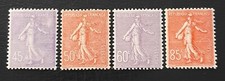 France 1924-32 Semeuse n° 197 + 199 + 200 + 204, NEUFS** LUXE, Cote=58€