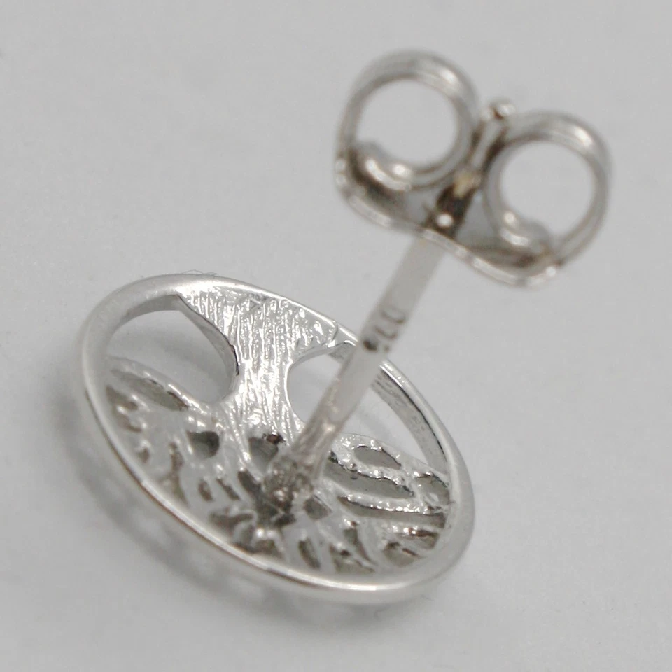 PENDIENTES BOTONES REDONDOS ORO BLANCO 18K CON HERMOSO ÁRBOL DE LA VIDA Foto 3 de 4