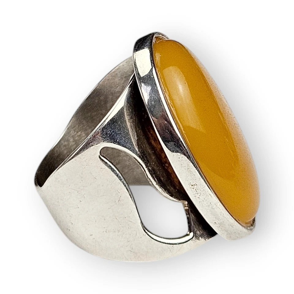 Anillo ancho ámbar Desert Rose Trading caramelo Jay King plata 925 6 Foto 2 de 4