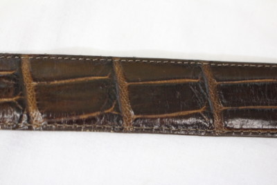 Ceinture Cuir Croc Marron BRIGHTON - Boucle Tressée Dorée - Taille 32 USA - Occasion Excellente Condition