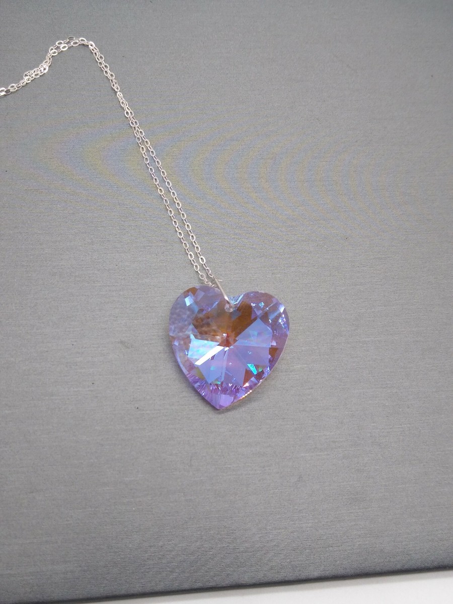 Made w/ Sterling Silver Swarovski Crystal Rosaline Blue AB 28mm