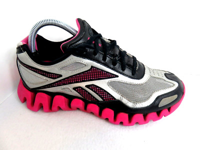 Reebok Sneakers Women s 7.5/ Men s 6 ZigTech Pink Silver Black Running Shoes