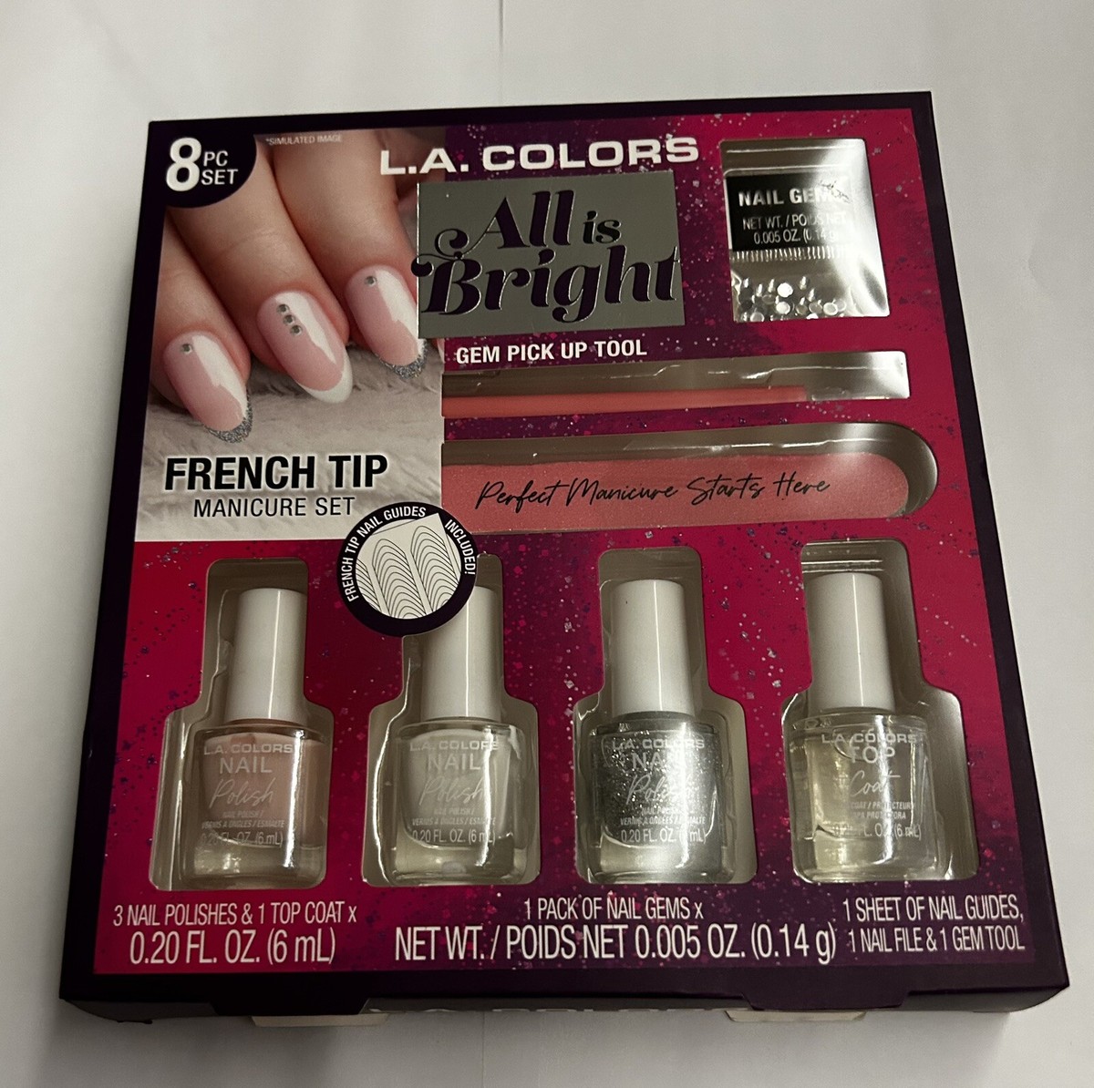 New L.A. Colors French Tip Manicure Set All is Bright Nail Polish