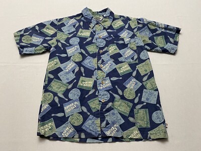 Vintage Bugle Boy Mens Button Down Shirt Bowling Strike N Spare Skokie IL Size M
