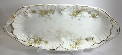 Vtg Lomoge Porcelain Tray With Handles Some Crazing No Chips
