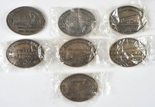 Railroad Savings and Loan Collectors Series Belt Buckles Set of 7 1982-1988 Vtg