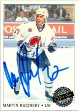 Martin Rucinsky autographed hockey card (Nordiques) 1993 O-Pee-Chee Premier #124