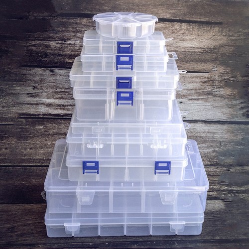 8/10/15/24/36 Removable Compartment Organizer Container Bead Storage Plastic Box - Picture 1 of 13