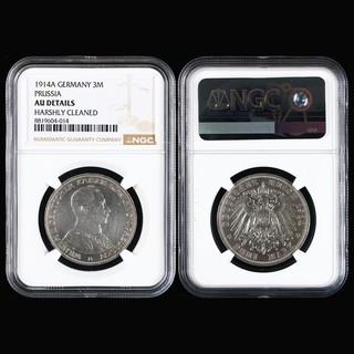 1914A GERMANY 3M PRUSSIA NGC AU DETAILS
