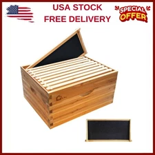 ⏯10-Frame Medium Super Bee Box Wax Coated Bee Hives Beehives Frame Wax Foundatio