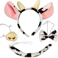 Role Playing Games Animal Cosplay Costume 4 Pieces Set Cow Ears Headband Nose Bo