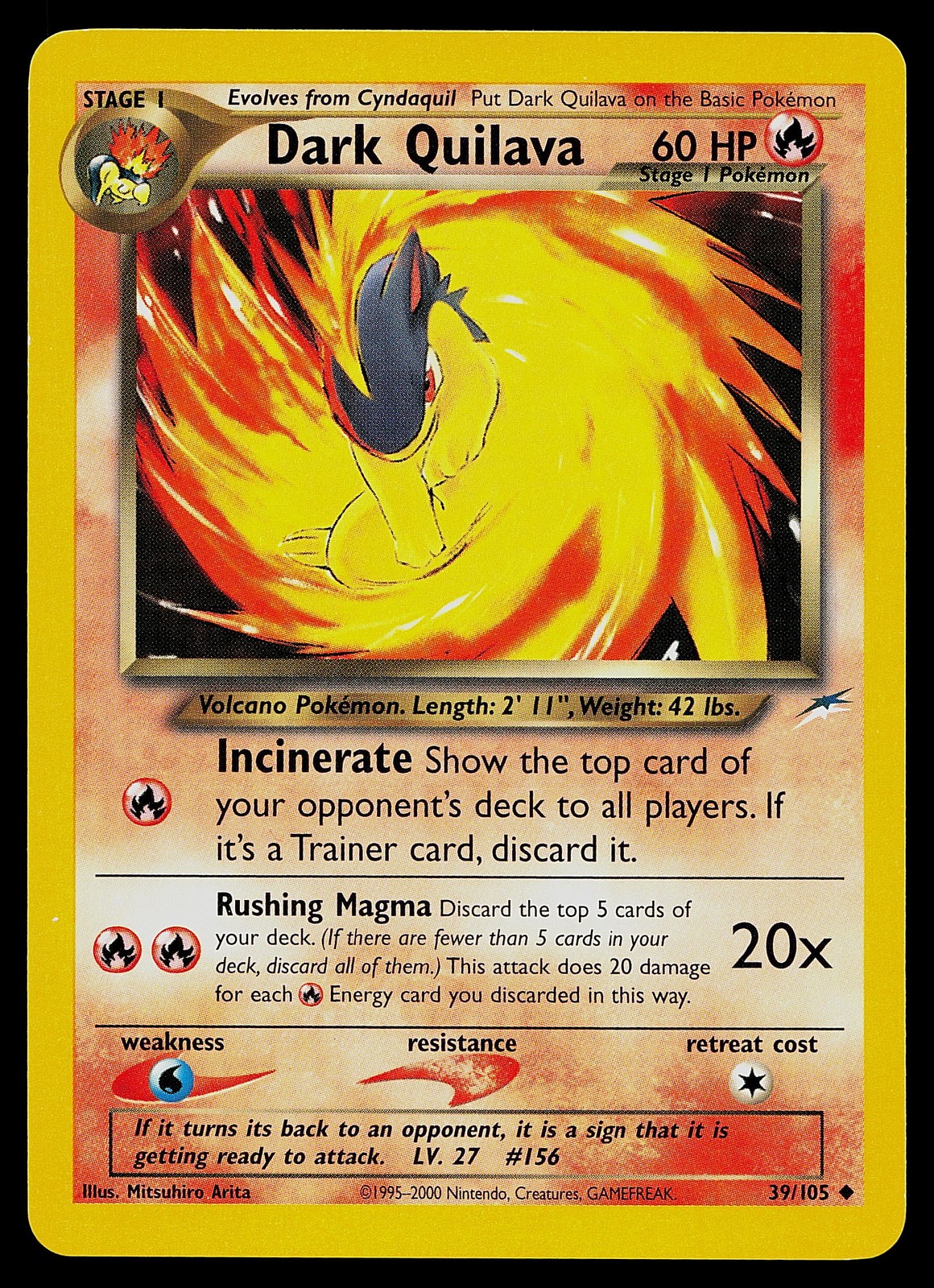 Pokemon Card - Dark Quilava Neo Destiny 39/105 Uncommon
