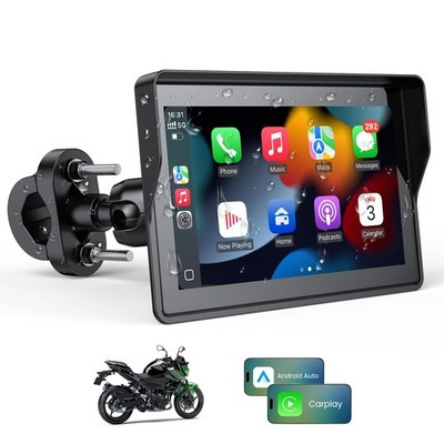 WonVon 5 Inch Motorcycle Carplay GPS Navigation System with Apple Carplay and An