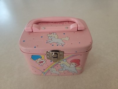 Rare Vintage Sanrio Little Twin Stars Metal Tin Box with Handle 1988 Unicorn