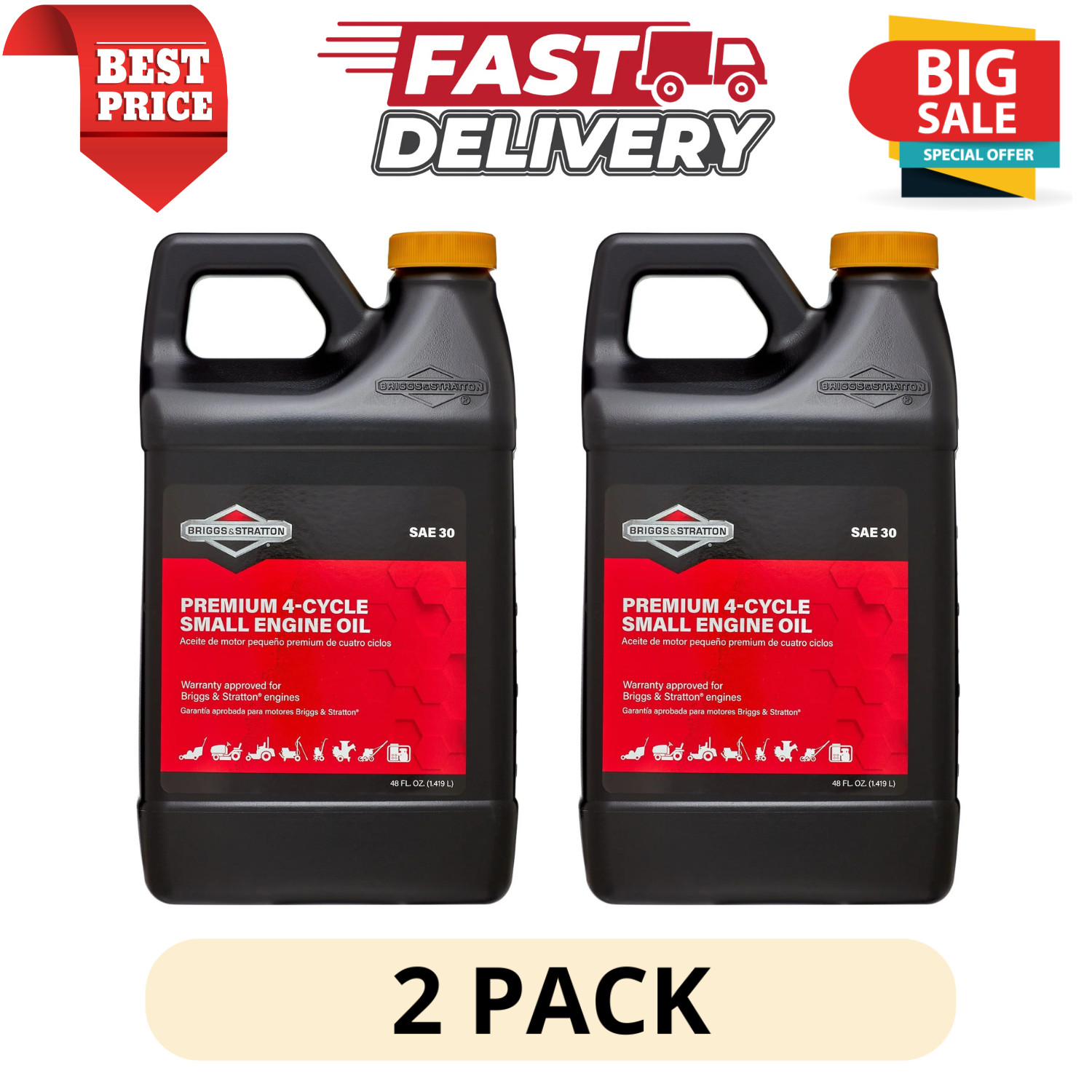 For Lawnmower Push Mower Tractor Care Sae 30w, 2pk