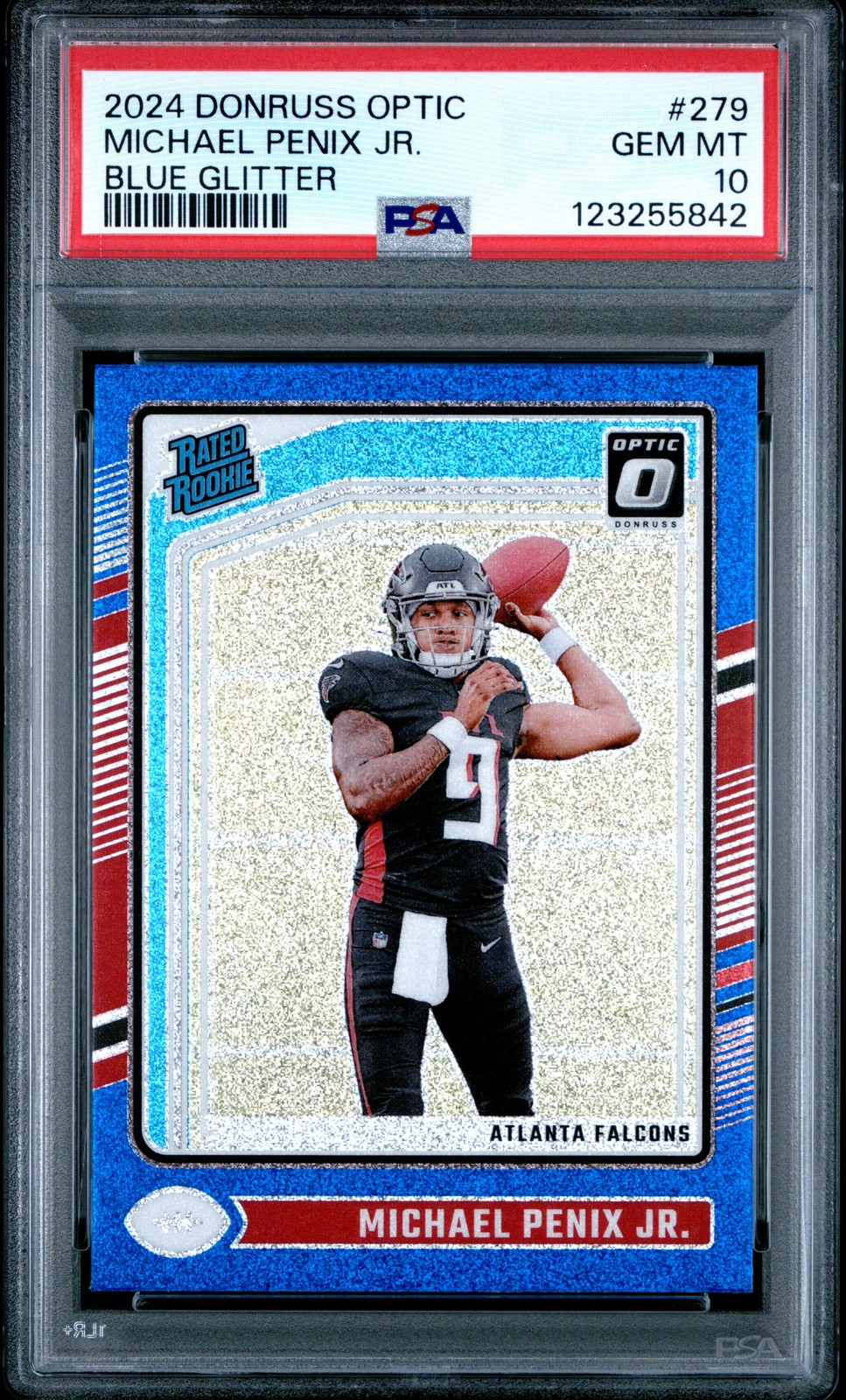 2024 PANINI DONRUSS OPTIC BLUE GLITTER #279 MICHAEL PENIX JR. PSA 10