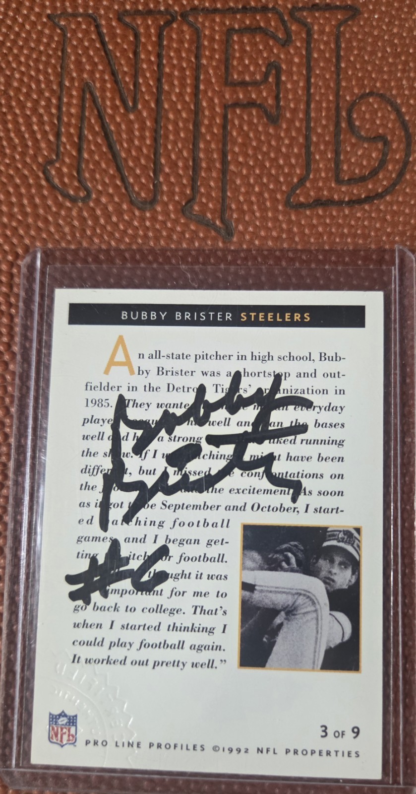 Bubby Brister 1992 Pro Line Profiles Certified Authentic Embossed Autograph #3