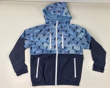 Bocini Boys Blue Black Camouflage Lightning Bolt Hooded Windbreaker Size M