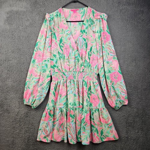 Lilly Pulitzer Womens Size 14 Taviana Stretch Lileeze Mini Dress Tiered Ruffle