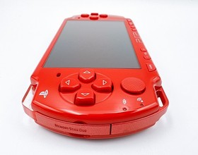 Sony PSP-2000 Console Deep Red Region free Rare w/adapter, battery - Excellent