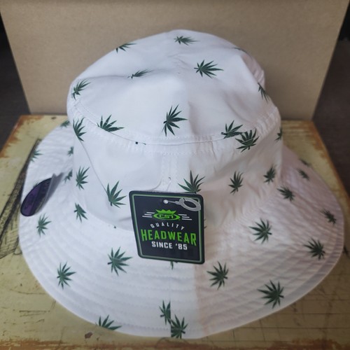 Hemp Leaf Bucket Hat White Sun Panama/ Beach Headwear- Hippie-Golf Hat - Picture 2 of 11