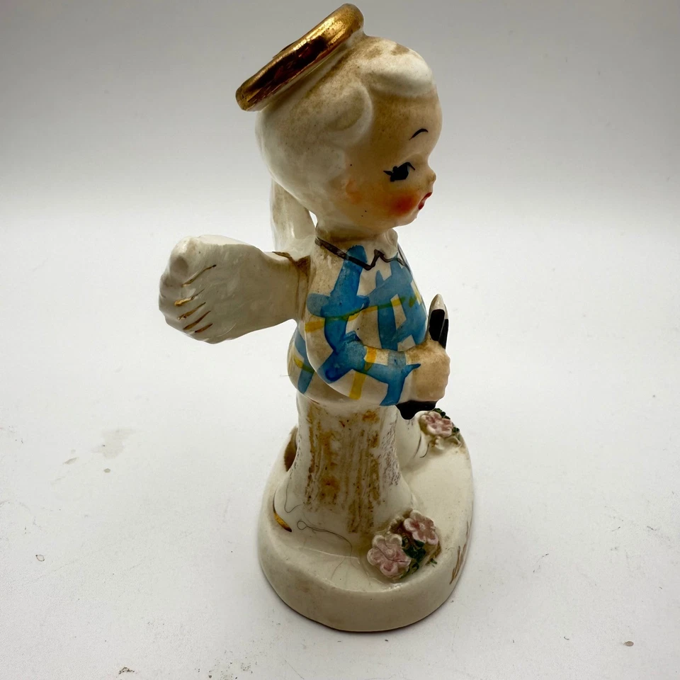 Винтажная фигурка ангела Napco Япония 92610 пижама для маленького мальчика подарок сентябрь - Изображение 3 из 4