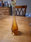 Vintage Fenton Valencia Amber Swung Glass Vase 11” Grannycore EUC
